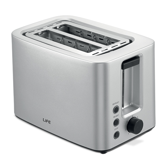 Αυτόματη φρυγανιέρα 2 θέσεων, 750W LiFE CRUNCHY Silver Matt Series