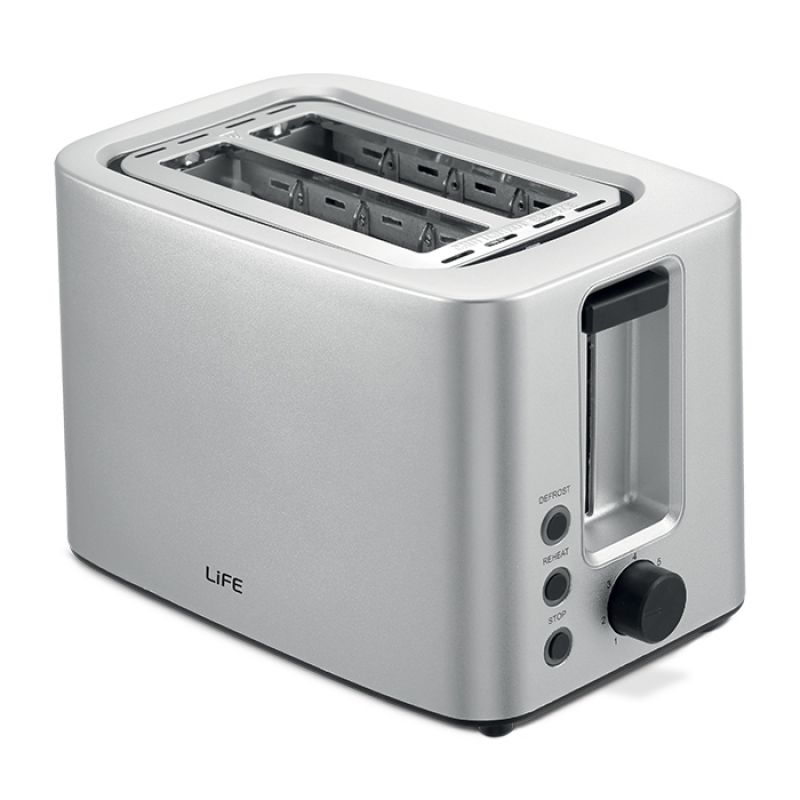 Αυτόματη φρυγανιέρα 2 θέσεων, 750W LiFE CRUNCHY Silver Matt Series