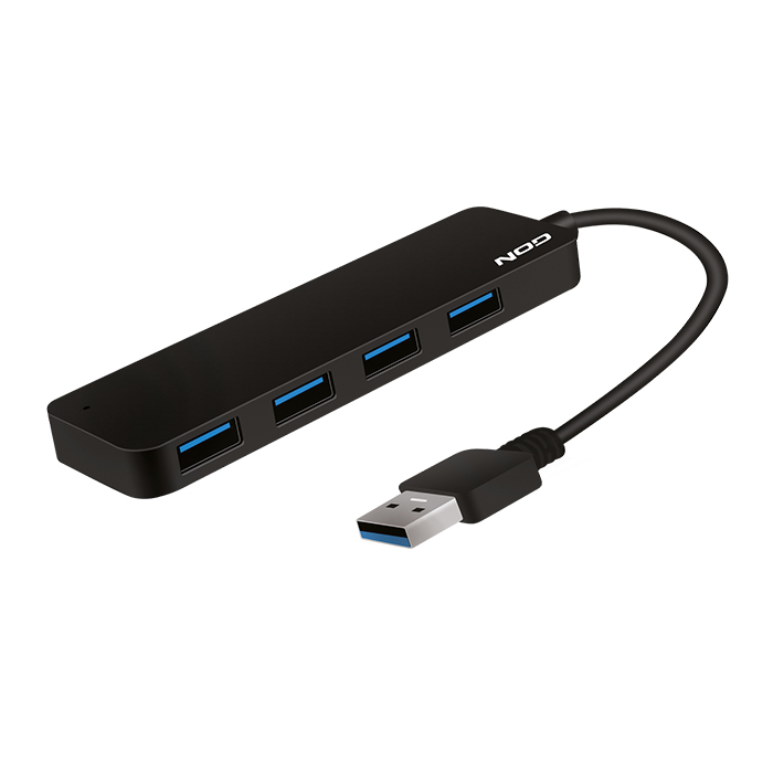 USB hub αλουμινίου 4 θυρών / USB 3.2 Gen 1X1 σε μαύρο χρώμα, με σύνδεση Type-A. NOD METAL HUB 4.3