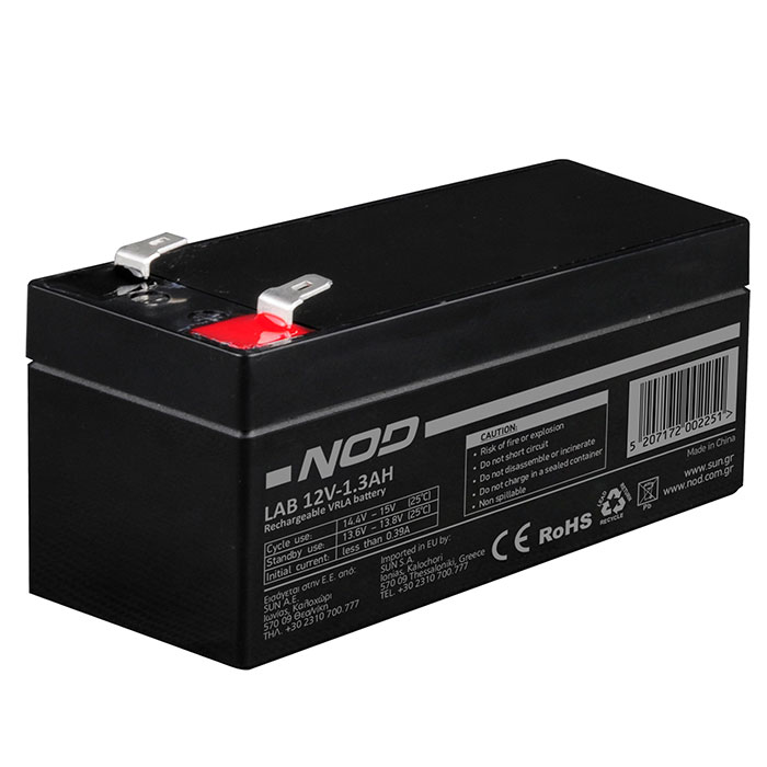 Μπαταρία μολύβδου 12V-1.3AH. NOD LAB 12V1.3AH