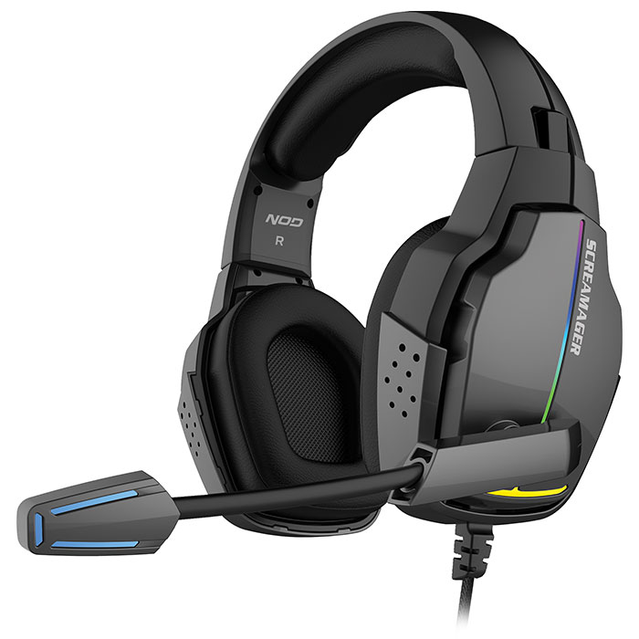 Gaming headset με αναδιπλούμενο μικρόφωνο και rainbow RGB LED φωτισμό. NOD SCREAMAGER