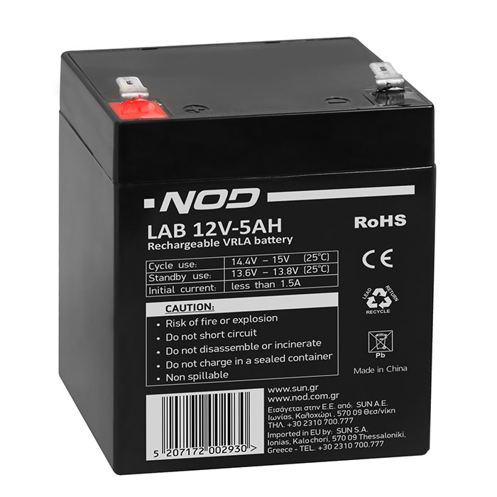 Μπαταρία μολύβδου 12V-5AH. NOD LAB 12V5AH