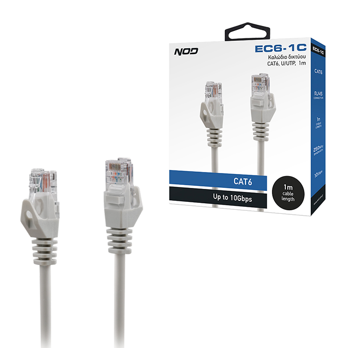 Καλώδιο δικτύου CAT6, U/UTP, 1m. NOD EC6-1C