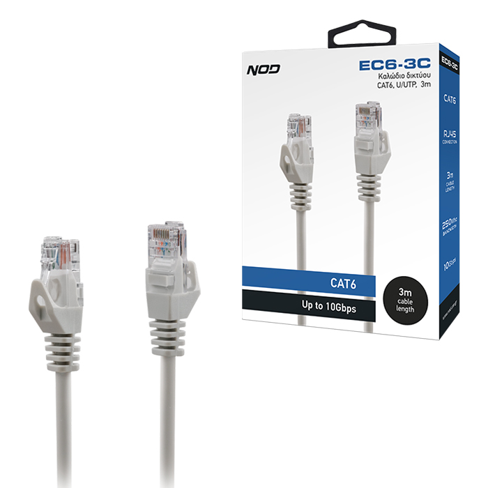 Καλώδιο δικτύου CAT6, U/UTP, 3m. NOD EC6-3C