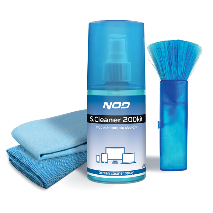 4-σε-1 σετ καθαρισμού οθονών, 200ml. NOD S.CLEANER 200KIT