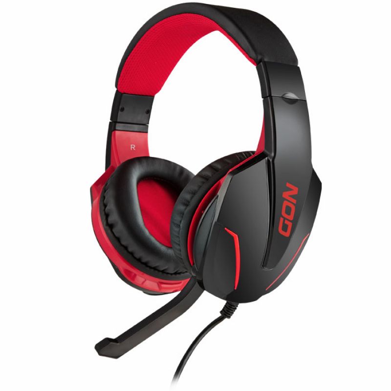 Gaming headset με ρυθμιζόμενο σε κλίση μικρόφωνο, σε μαύρο χρώμα και κόκκινο LED φωτισμό. NOD GROUND POUNDER