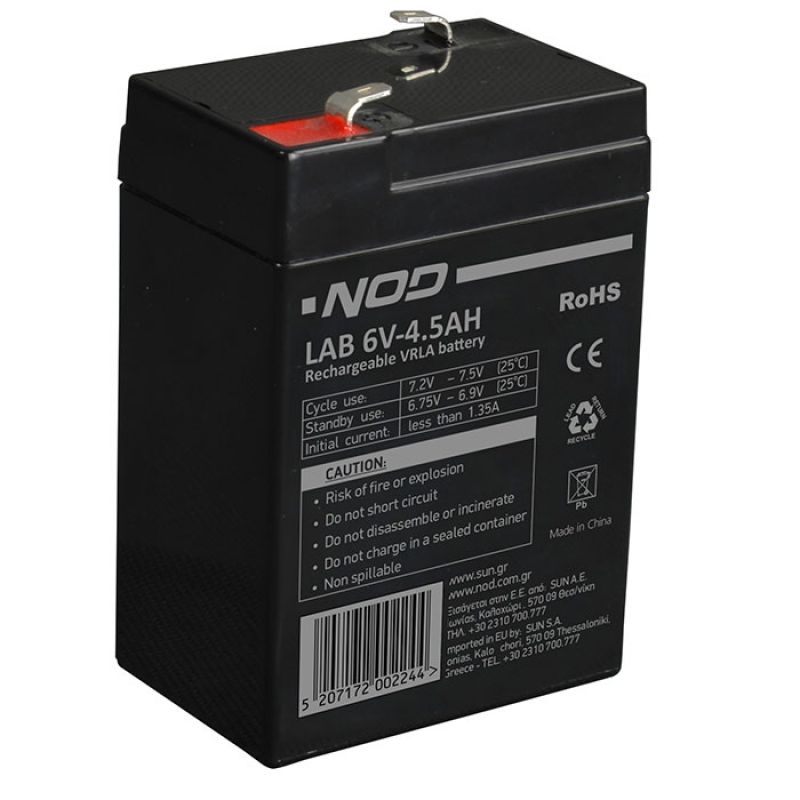 Μπαταρία μολύβδου 6V-4.5AH. NOD LAB 6V4.5AH