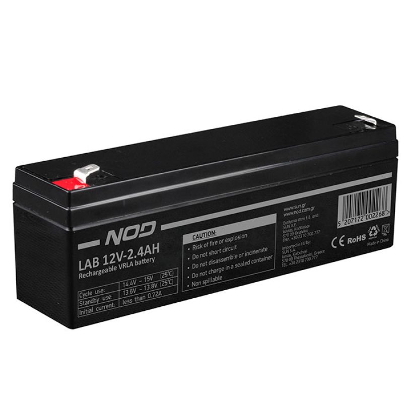 Μπαταρία μολύβδου 12V-2.4AH. NOD LAB 12V2.4AH
