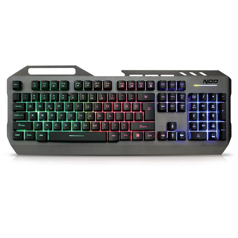 Ενσύρματο gaming πληκτρολόγιο, με RGB LED οπίσθιο φωτισμό, επιφάνεια από gun metal αλουμίνιο και ενσωματωμένη βάση στήριξης για το smartphone. NOD DEFENDER