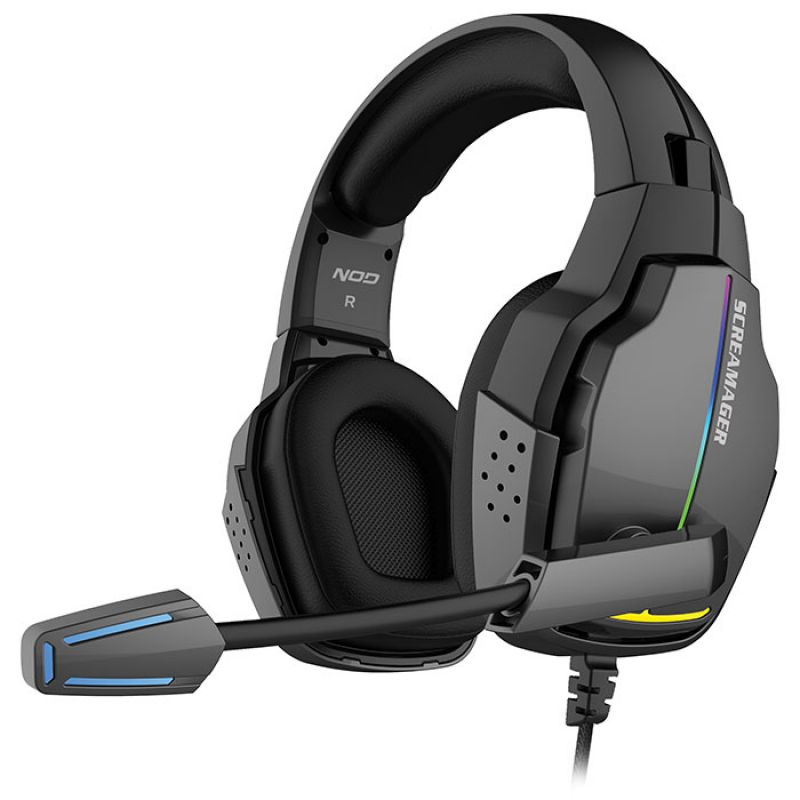 Gaming headset με αναδιπλούμενο μικρόφωνο και rainbow RGB LED φωτισμό. NOD SCREAMAGER