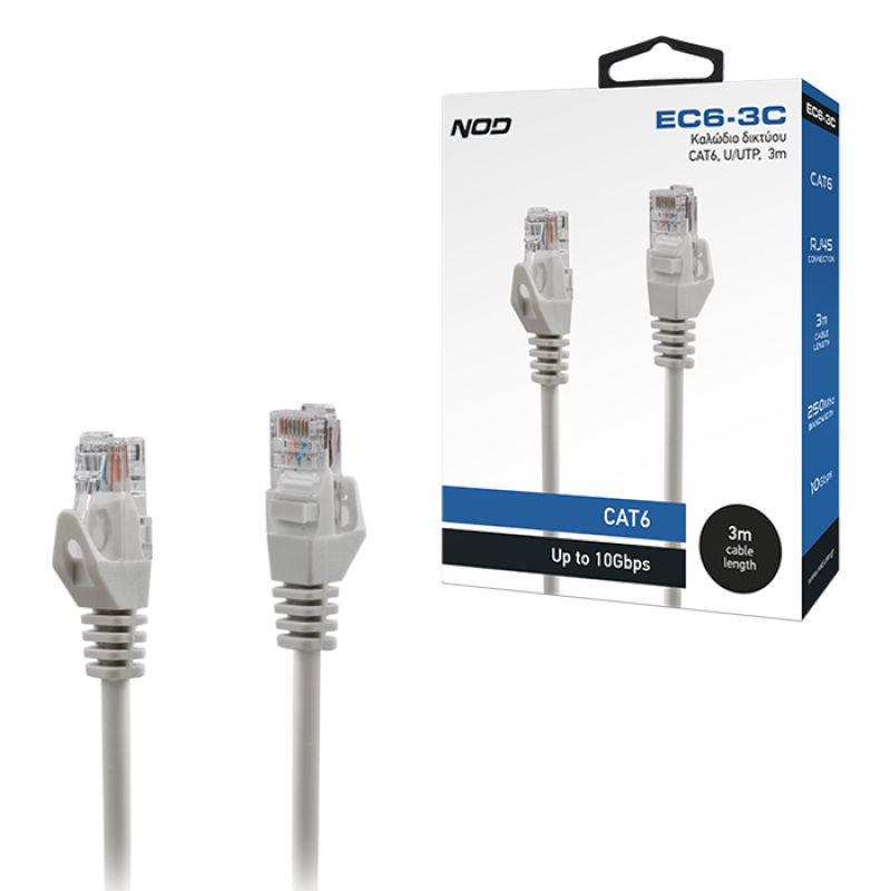Καλώδιο δικτύου CAT6, U/UTP, 3m. NOD EC6-3C