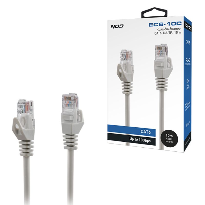 Καλώδιο δικτύου CAT6, U/UTP, 10m. NOD EC6-10C
