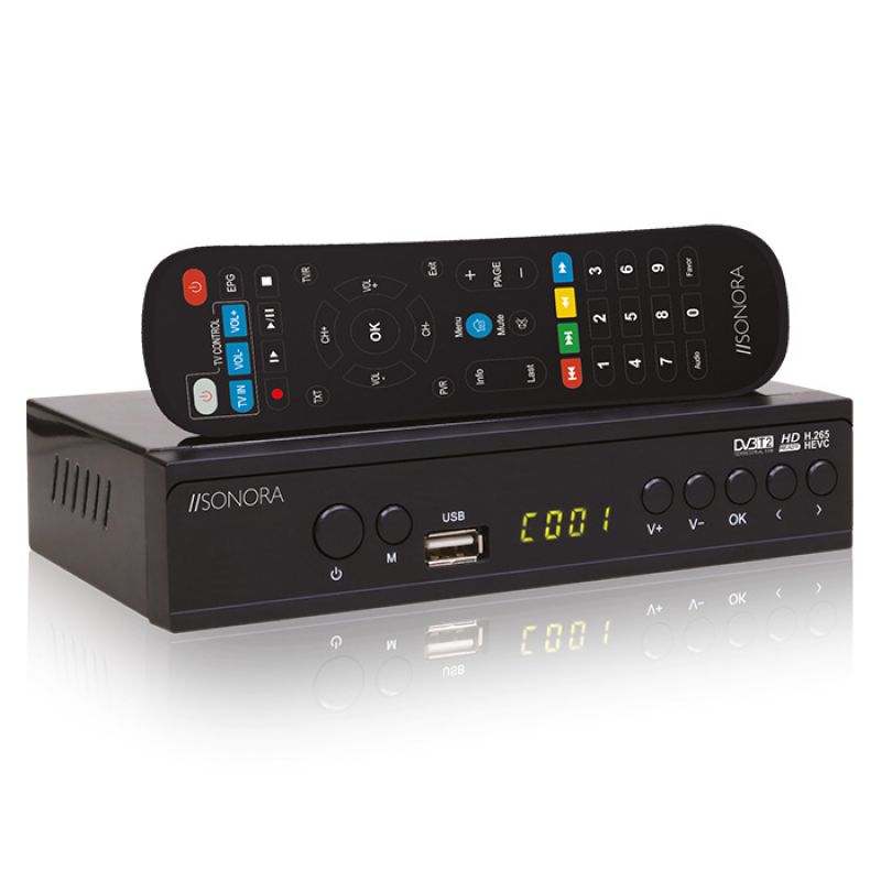 Επίγειος ψηφιακός δέκτης MPEG-4 / H.265 / FULL HD, με τηλεχειριστήριο 2 σε 1 για τηλεόραση και δέκτη. SONORA DVB-T2 H265