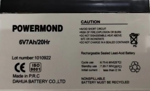 Μπαταρία 6V/ 7.0Ah POWERMOND Επαναφορτιζόμενη Μολύβδου