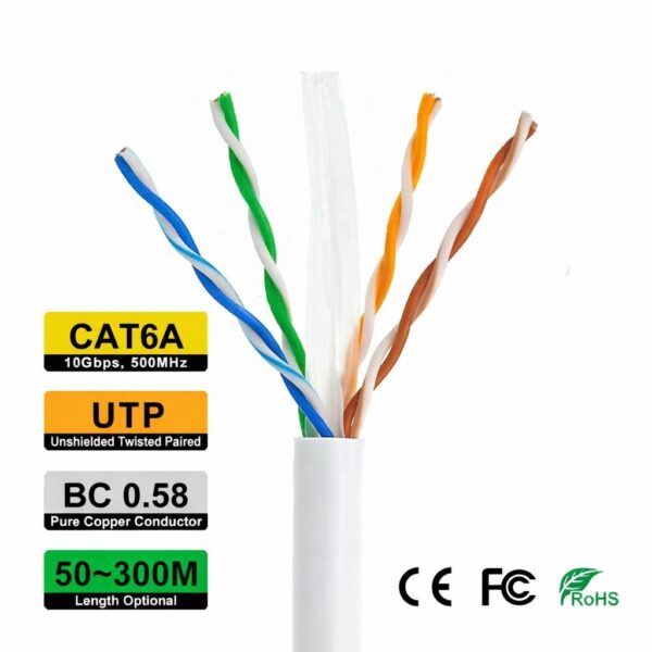 CAT6A-CU300 ΚΟΥΛΟΥΡΑ U/UTP CAT6A Καθαρός χαλκός 300m (Γκρι ανοιχτό), σε ξύλινο στροφείο
