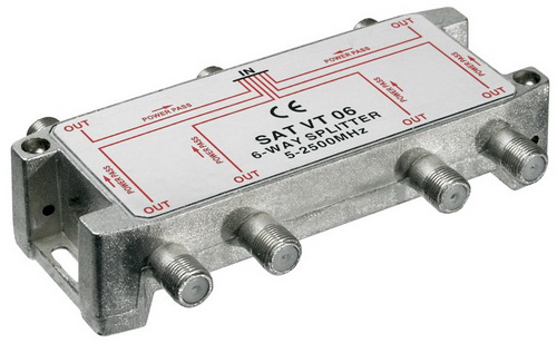 VT06 Splitter 6 Εξόδων 5-2450MHz Με διέλευση τάσης = 271-196
