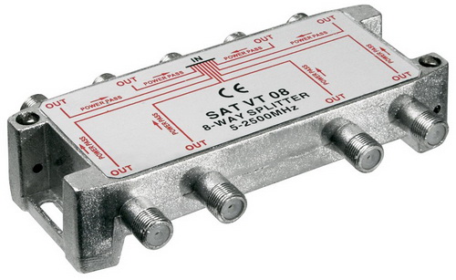 VT08 Splitter 8 Εξόδων 5-2450MHz Με διέλευση τάσης = 271-198