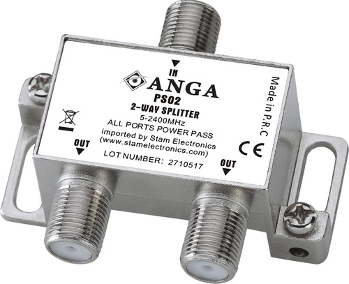 PS02 Splitter 2 Εξόδων TV/SAT 5-2400MHz Με διέλευση τάσης