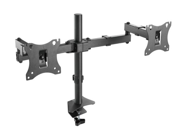BRATECK Βάση γραφείου LDT24-C024 για 2 οθόνες 17-27 ιντσών 7kg/οθόνη με βραχίονα MAX VESA 100×100 ΜΕ ΚΛΙΣΗ +45 έως -45 μοιρών