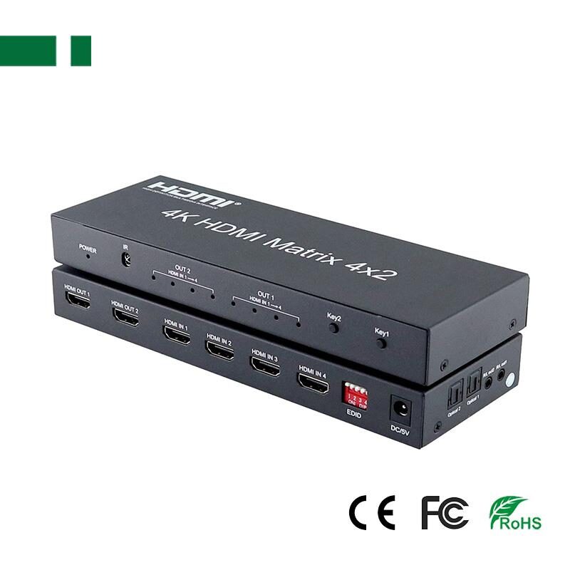 PS402HD HDMI Matrix 4K, 4 Εισόδων - 2 Εξόδων, FullHD (1080p), 3D, HDCP με τηλεχειριστήριο