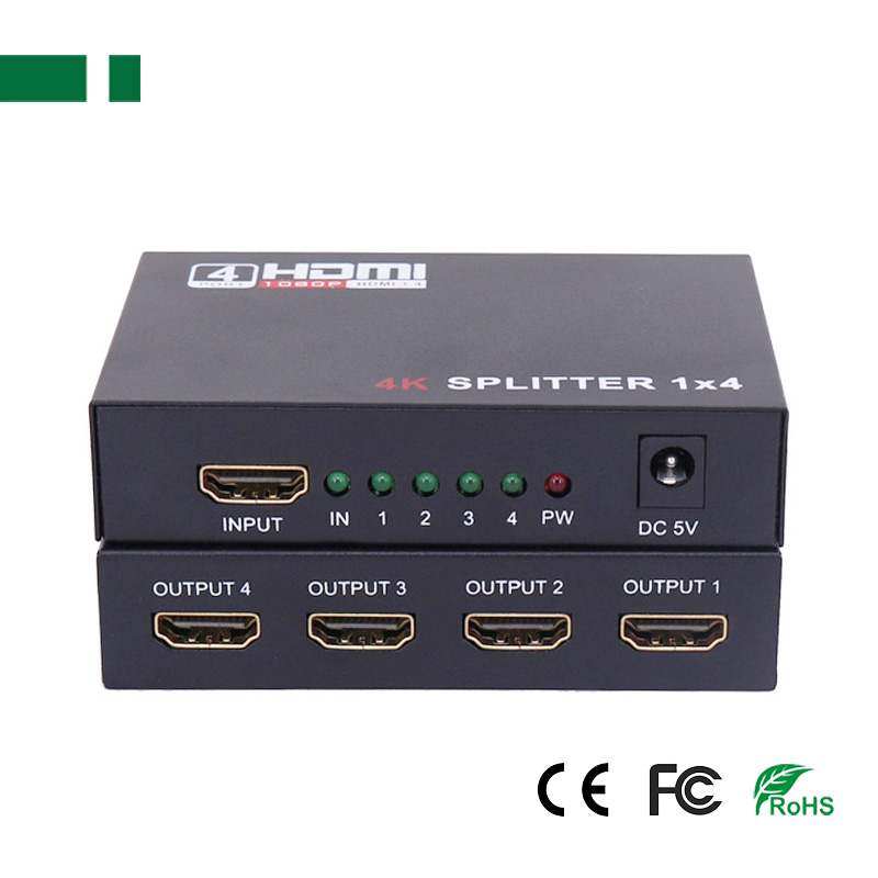 PS-1014-4K HDMI SPLITTER1/4 4K HD, 1εισόδου-4εξόδων 3D 1080P 60Hz με τροφοδοτικό