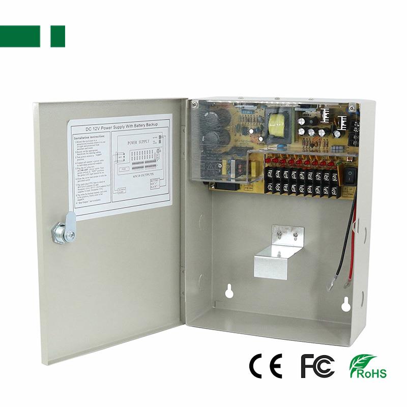 Σταθεροποιημένο τροφ. 12V / 5A, 9 εξόδων, Με δυνατότητα προσθήκης μπαταρίας 12V 7Ah ΜΕΤΑΛΛΙΚΟ ΚΟΥΤΙ, CP1209-5A-9-B