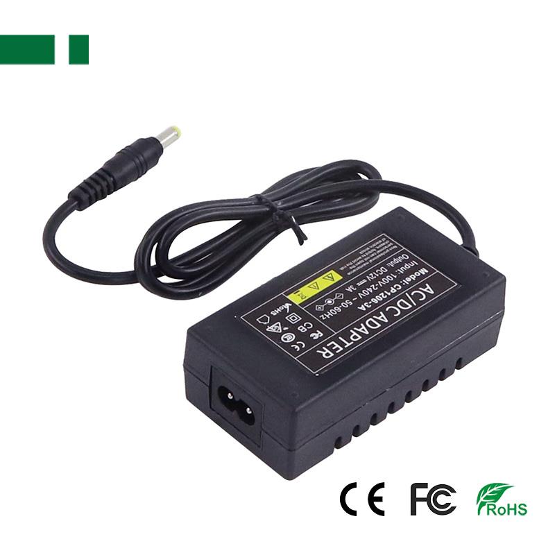 ΑΝGA CP1206-3A 12V/3A/36W Ενισχυμένο σταθεροποιημένο τροφοδοτικό, εμπεριέχεται διακλαδωτής καλωδίου 1/4, με βύσμα 5,5mm/2,5mm + καλώδιο τροφοδοσίας AC