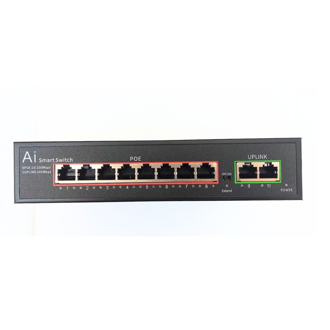 PS-E5082B POE Switch(8+2 Built-in) 8 Port 10/100M 1 POE Port: 8*10/100Mbps Uplink Port: 2*10/100Mbps 2 Built in DC52V 2.3A 120W Power Bandwidth:2G