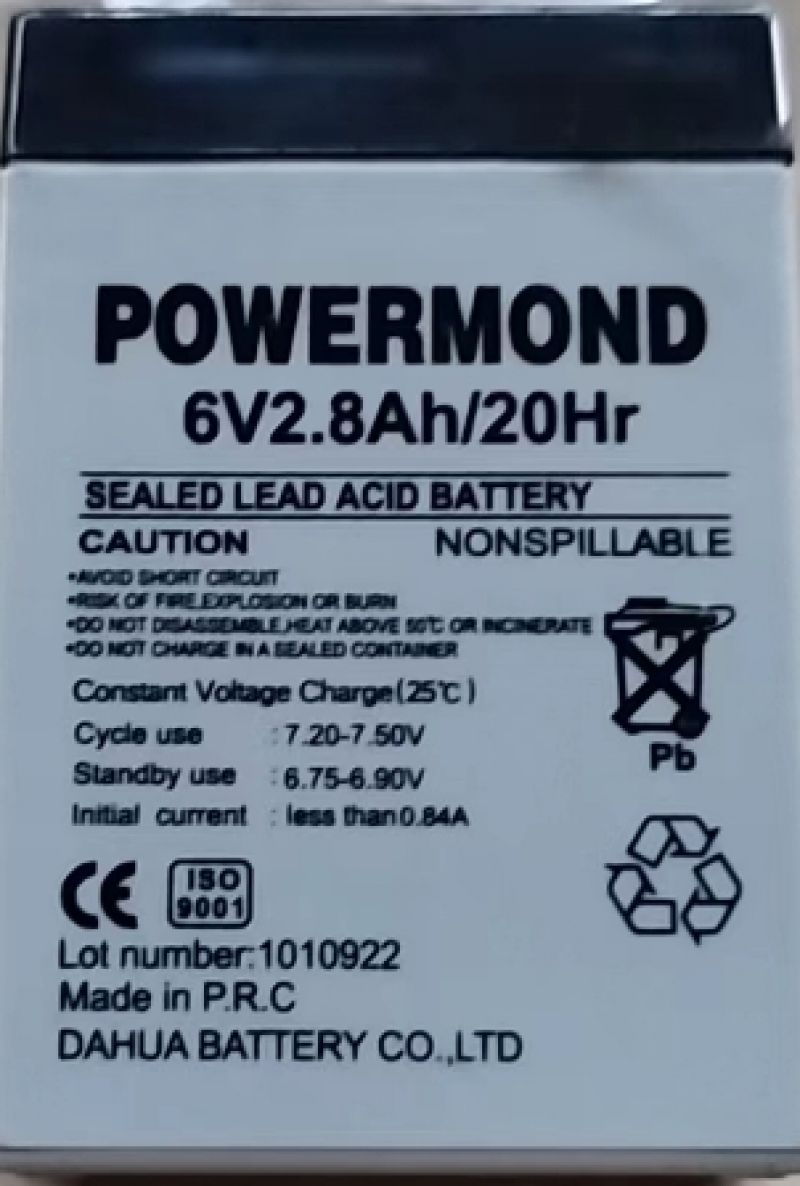 Μπαταρία 6V/ 2.8Ah POWERMOND Επαναφορτιζόμενη Μολύβδου
