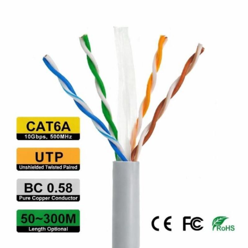 CAT6A-CU100 ΚΟΥΛΟΥΡΑ U/UTP CAT6A Καθαρός χαλκός 100m (Γκρι ανοιχτό), σε ξύλινο στροφείο