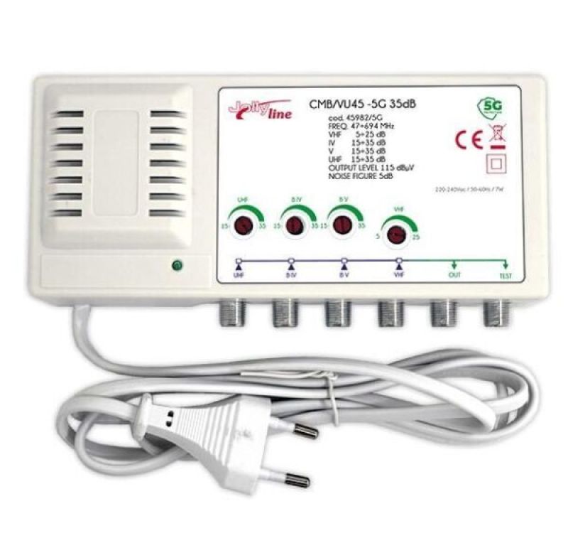 Κεντρικός ενισχυτής JL Line CMB/VU45 - Φίλτρο 5G 35dB/115dBμV με εισόδους VHF/UHF/IV/V
