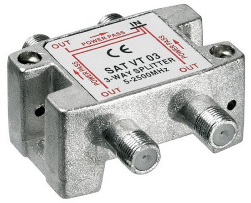 VT03 Splitter 3 Εξόδων 5-2450MHz Με διέλευση τάσης = 271-193