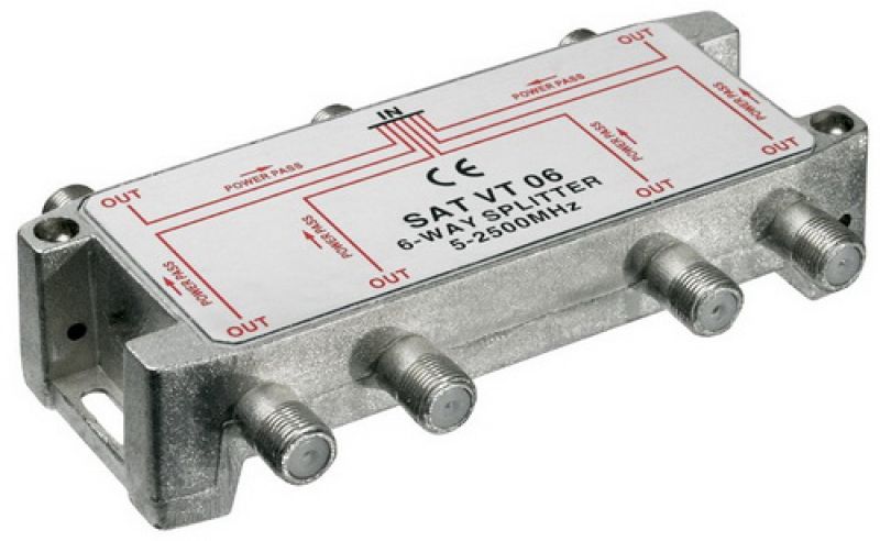 VT06 Splitter 6 Εξόδων 5-2450MHz Με διέλευση τάσης = 271-196