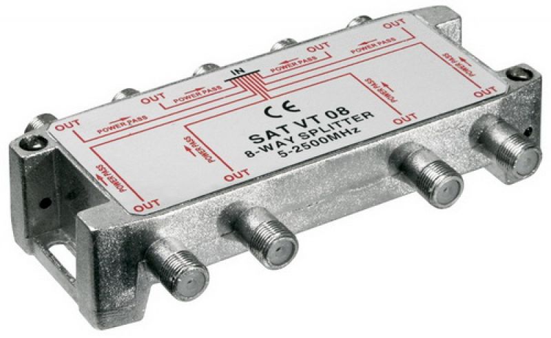 VT08 Splitter 8 Εξόδων 5-2450MHz Με διέλευση τάσης = 271-198