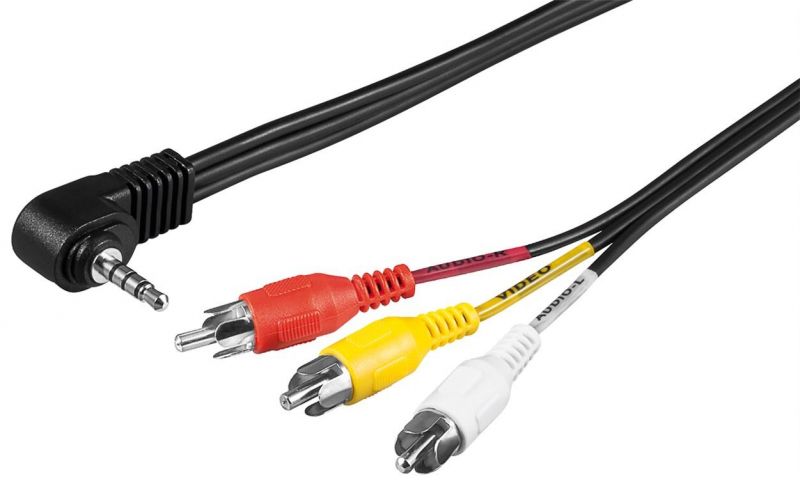 3,5mm 4-Pin, 90° σε 3 RCA stereo 1.5μ για Sony, JVC, Canon &amp; Raspberry Pi
