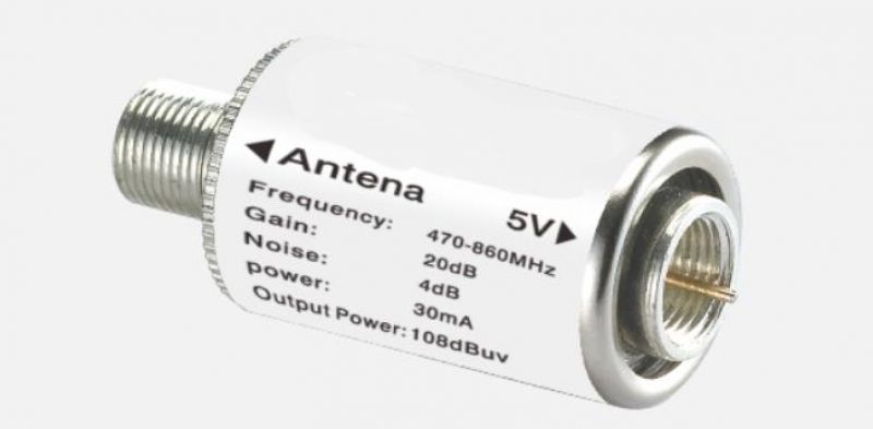 Ενισχυτης γραμμης TV 20dB/ DC5V-108dBμV εξοδος-470-860MHz A12-20-5V