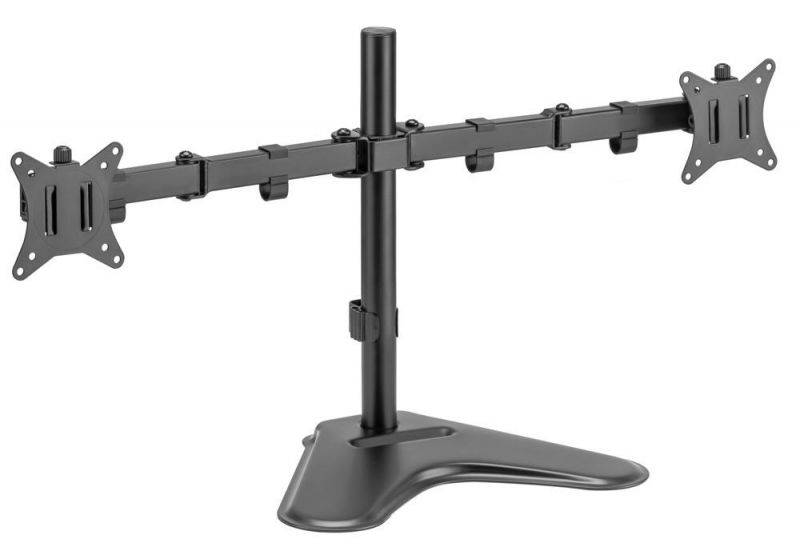 BRATECK Βάση Γραφείου LDT66-T024 για 2 Οθόνες έως 32″ 9kg/οθόνη με βραχίονα MAX VESA 100×100 ΜΕ ΚΛΙΣΗ +45 έως -45 μοιρών