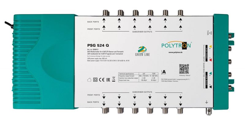 PSG 524 Q Πολυδιακόπτης 1 Δορυφόρος 5/24 ACTIVE(1 Δορυφόροι+ Επίγεια-24Εξόδους POLYTRON