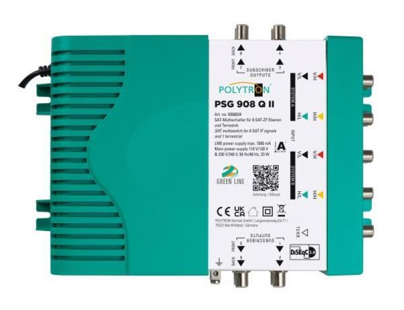 PSG 908 Q II Πολυδιακόπτης 9/8 ACTIVE(2 Δορυφόροι+ Επίγεια-8 Εξόδους) POLYTRON
