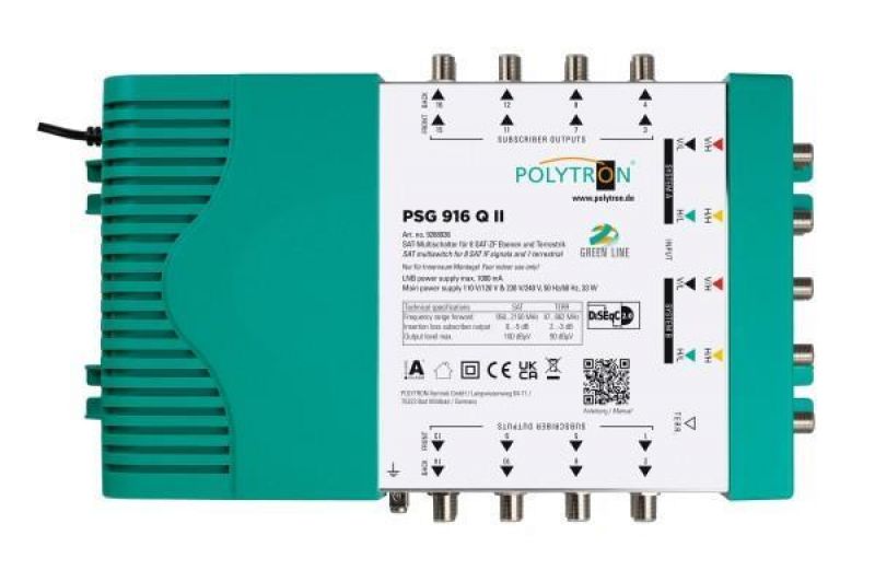 PSG 916 Q II Πολυδιακόπτης 9/16 POLYTRON, (2 Δορυφόροι + Επίγεια - 16 εξόδους)