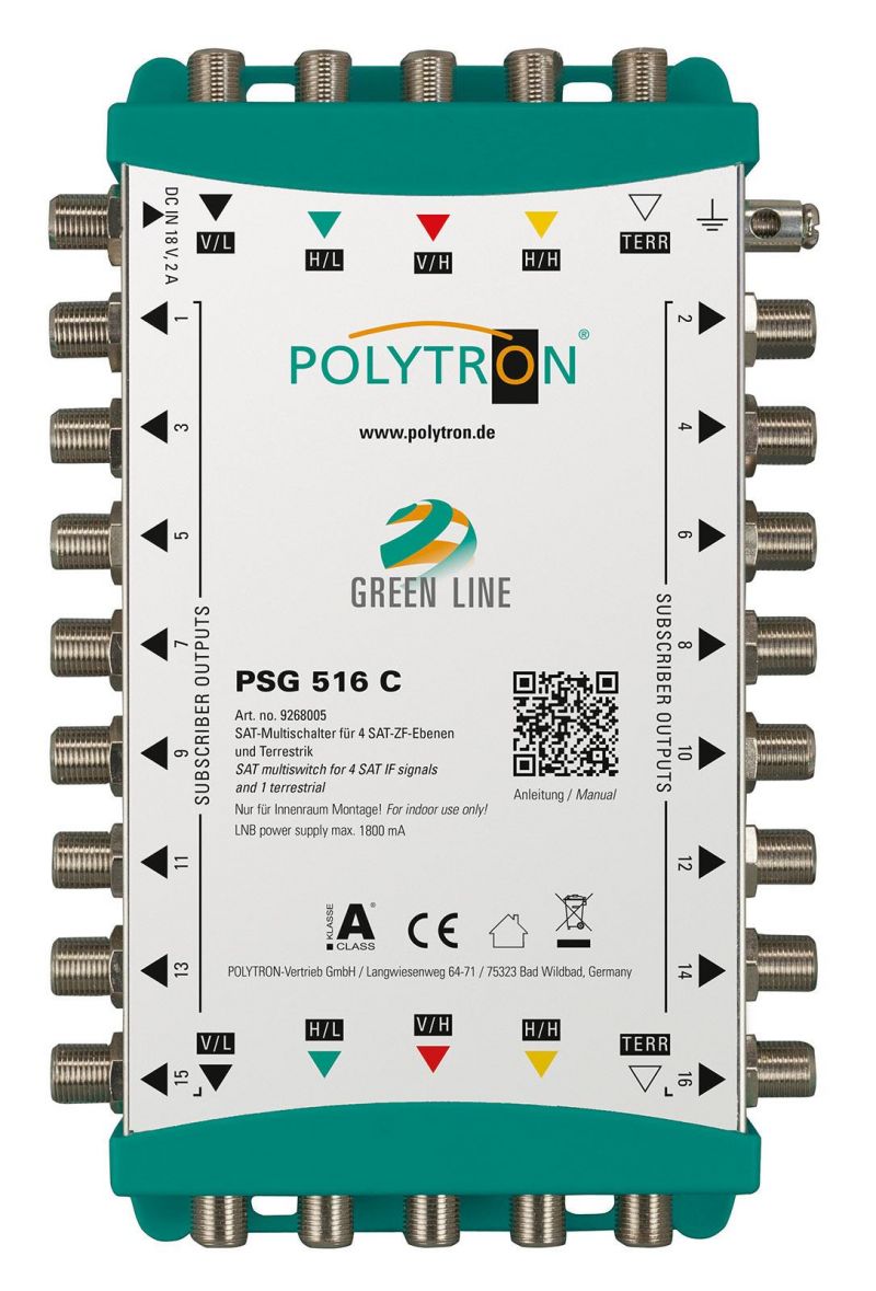 PSG 516 C Επεκτεινόμενος Πολυδιακόπτης 5/16 ACTIVE(1 Δορυφόρος+ Επίγεια-16 Εξόδους) POLYTRON