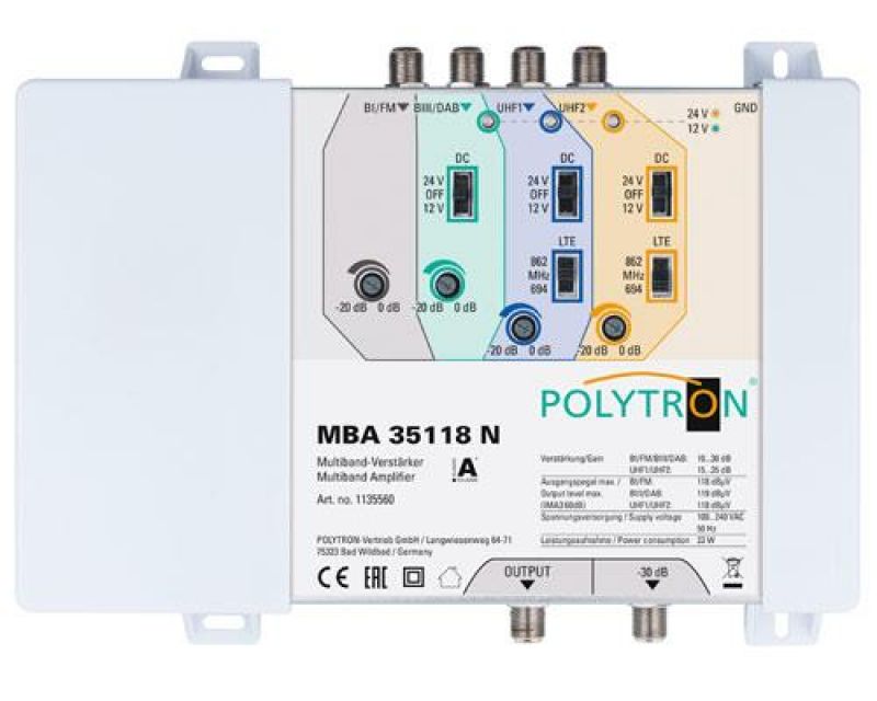 MBA 35118 N ΚΕΝΤΡΙΚΟΣ ΕΝΙΣΧΥΤΗΣ 35dB/118dBμV POLYTRON