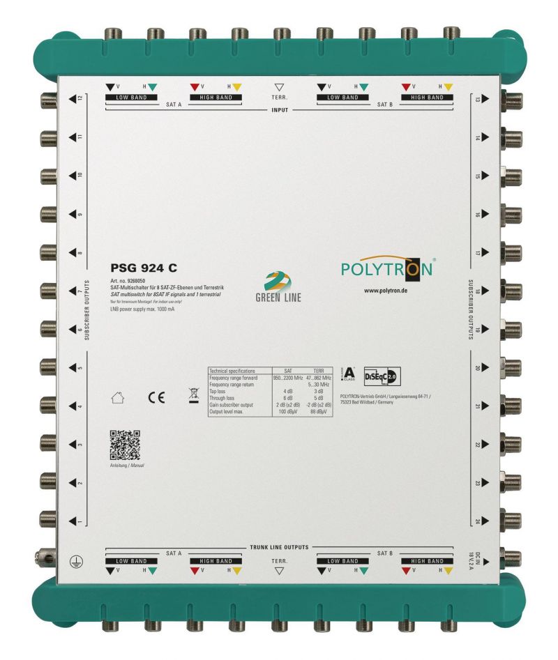 PSG 924 C Επεκτεινόμενος Πολυδιακόπτης 9/ 24 (2 Δορυφόροι+Επίγειο-24 Εξόδους)POLYTRON