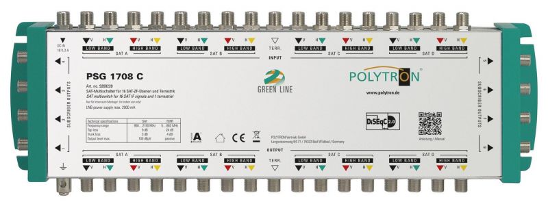 PSG 1708 C Επεκτεινόμενος Πολυδιακόπτης 17/8 PASSIVE(4 Δορυφόροι+ Επίγεια-8 Εξόδους) POLYTRON