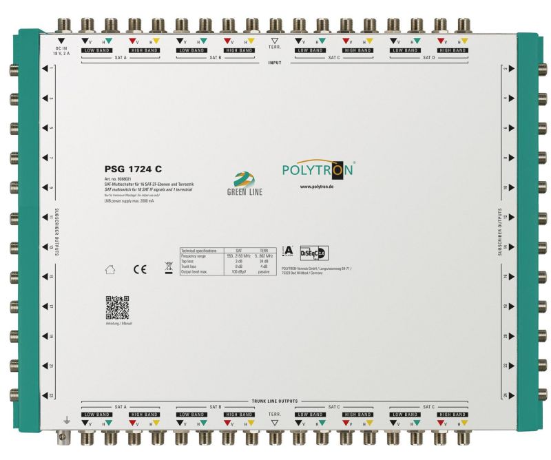 PSG 1724 C Επεκτεινόμενος Πολυδιακόπτης 17/24 PASSIVE(4 Δορυφόροι+ Επίγεια-24 Εξόδους) POLYTRON