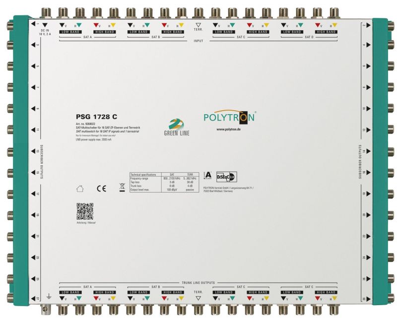 PSG 1728 C Επεκτεινόμενος Πολυδιακόπτης 17/28 PASSIVE(4 Δορυφόροι+ Επίγεια-24 Εξόδους) POLYTRON