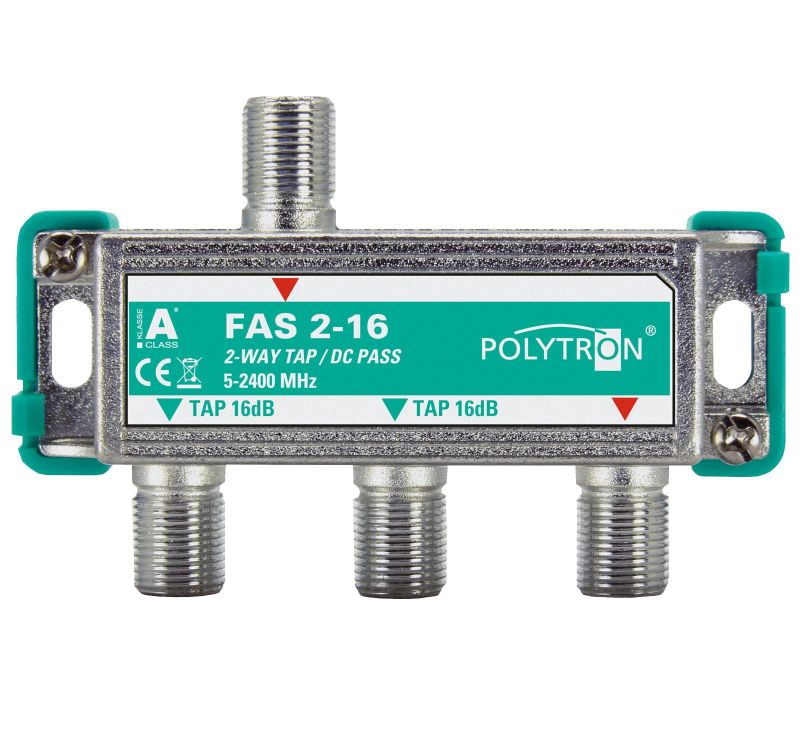 FAS 2-16 2WAY F TAP TV/SAT 5-2400MHz POLYTRON