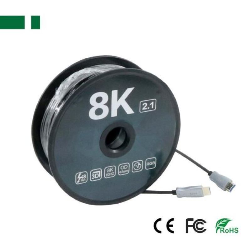 OP-OF100-8K HDMI CABLE 100m 2.1 Ver. (8k/60Hz) Optical Hybrid Ultra High Speed (ΠΡΟΣΟΧΗ ΣΥΝΔΕΣΗΣ είσοδος – έξοδος)