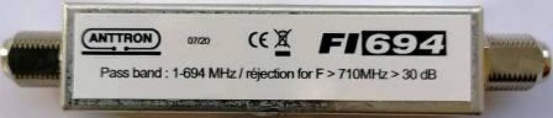 ANTTRON FΙ694 LTE 5G Blocking Φίλτρο Pass band 1-694MHz εως 48 κανάλι ΕΣΩΤΕΡΙΚΟΥ ΧΩΡΟΥ