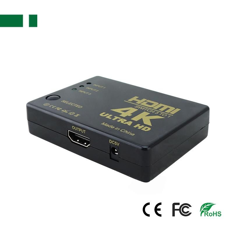 HDMI Switcher PS-303-4K , 3 Εισόδων - 1 Εξόδου με τηλεχειριστήριο (δεν περιλαμβάνει τροφοδοτικό 5V/1A)